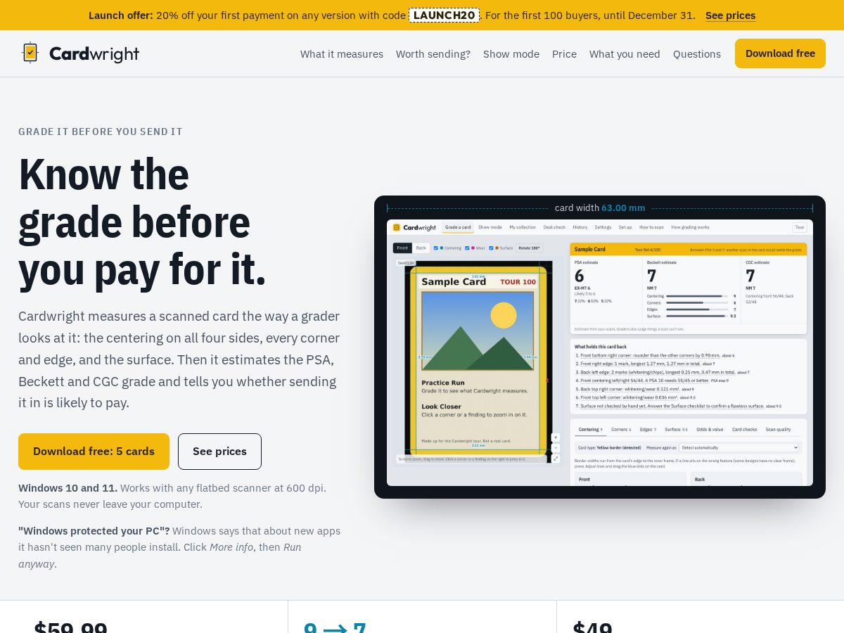 Landing-page snapshot of cardwright.app