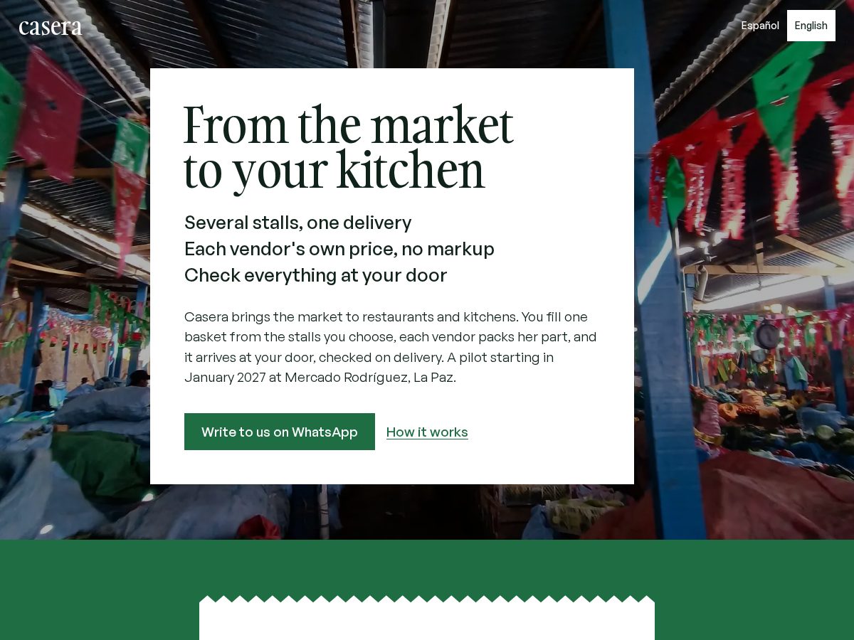 Landing-page snapshot of casera.app