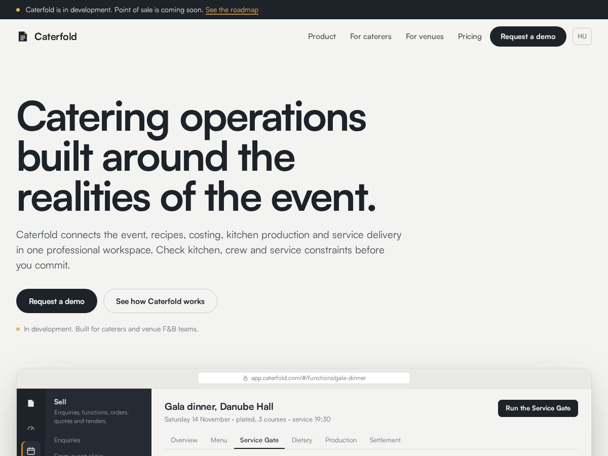 Landing-page snapshot of caterfold.com