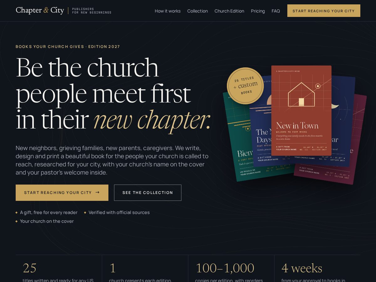 Landing-page snapshot of chapterandcity.com