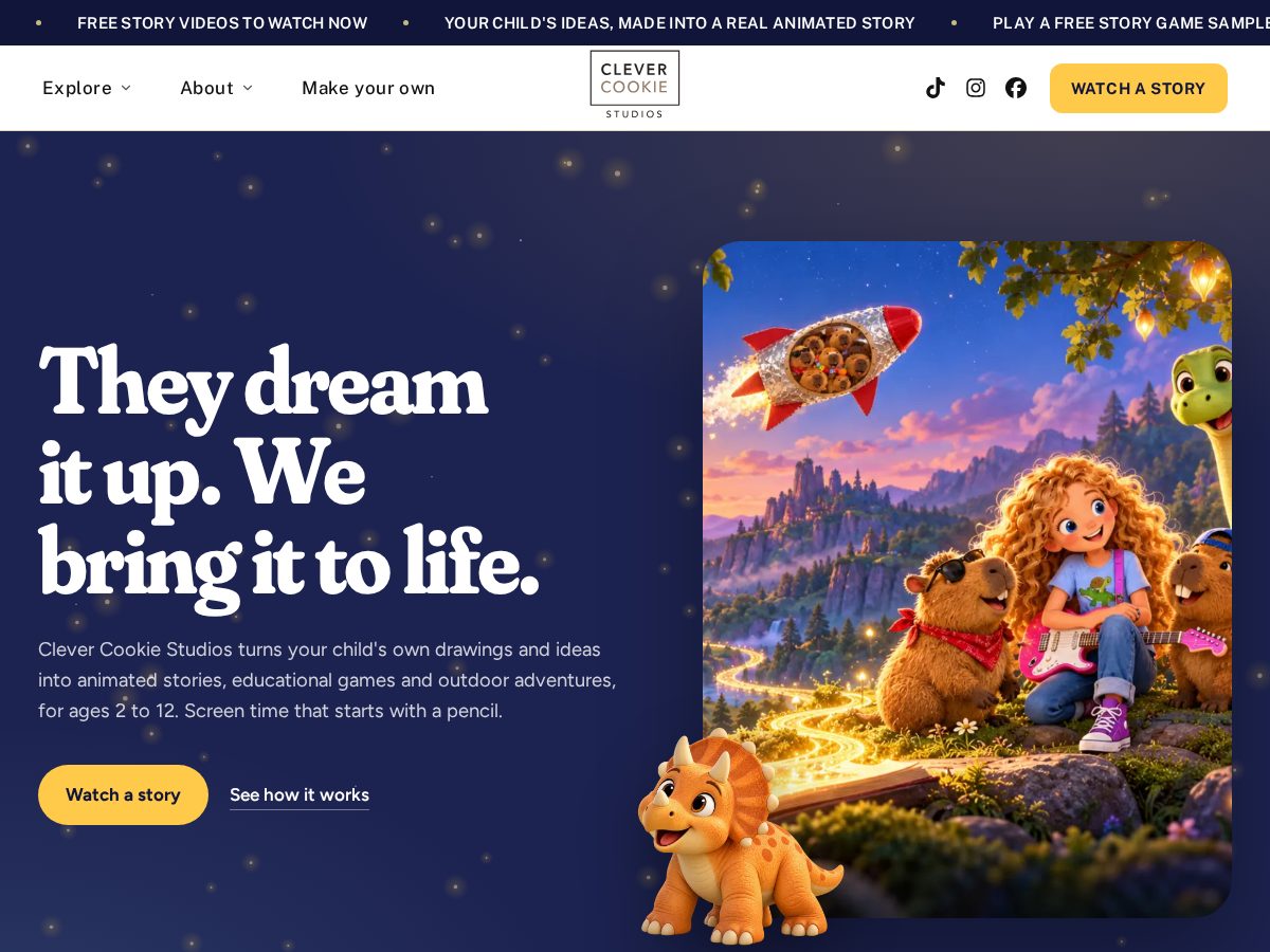 Landing-page snapshot of clevercookiestudios.com
