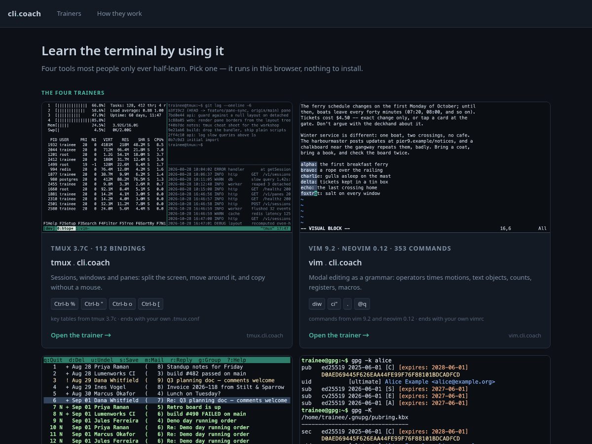 Landing-page snapshot of cli.coach