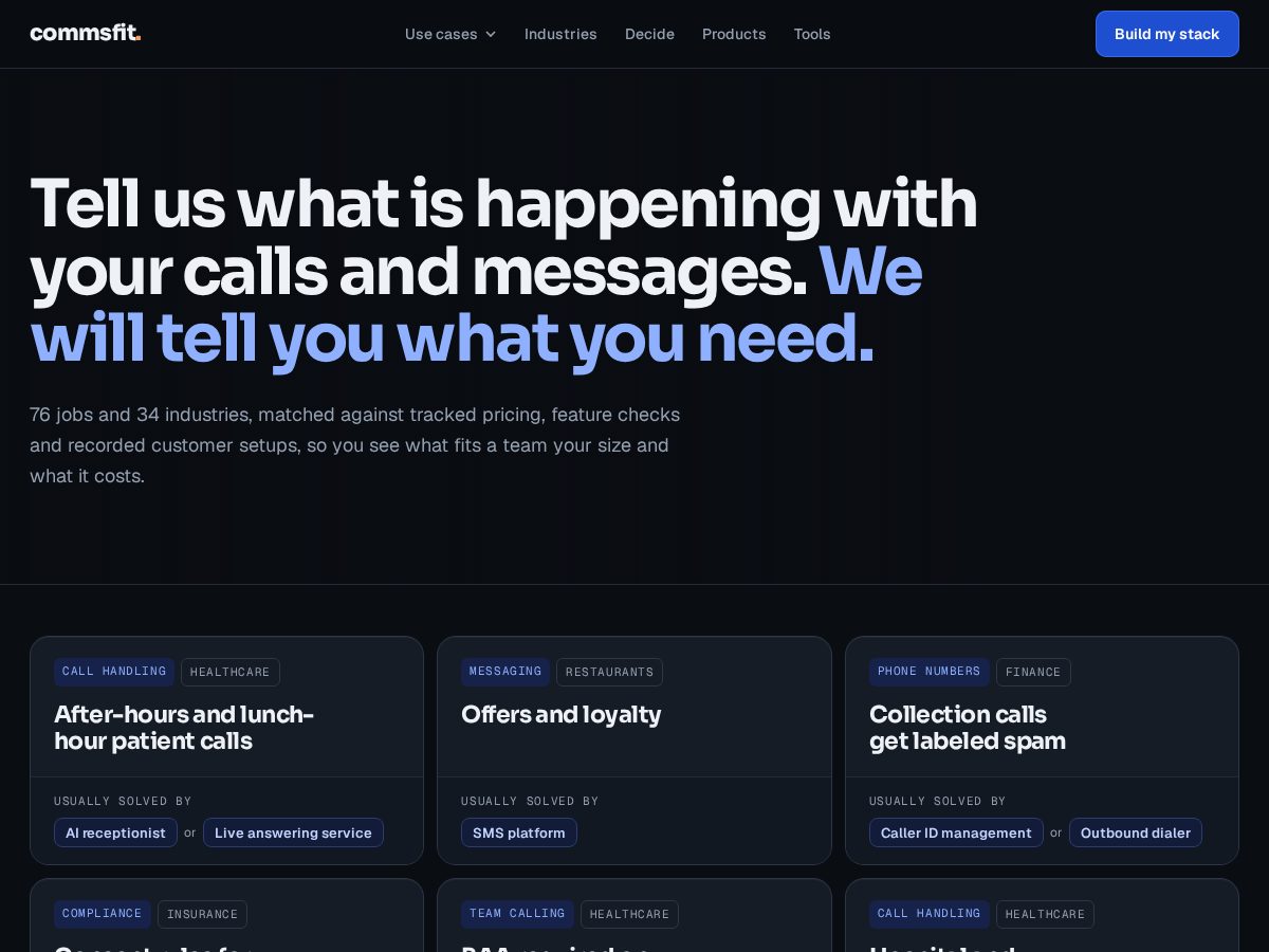 Landing-page snapshot of commsfit.com