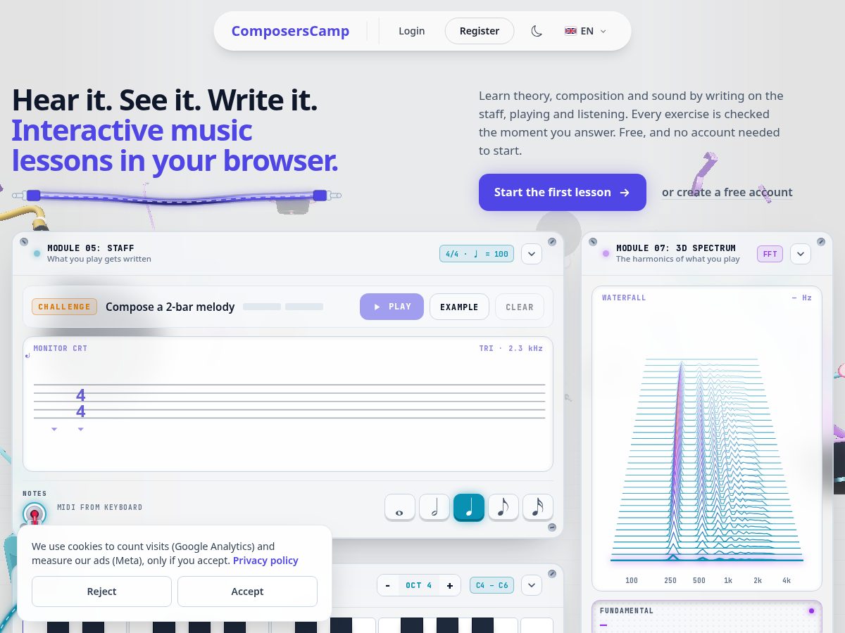 Landing-page snapshot of composercamp.com