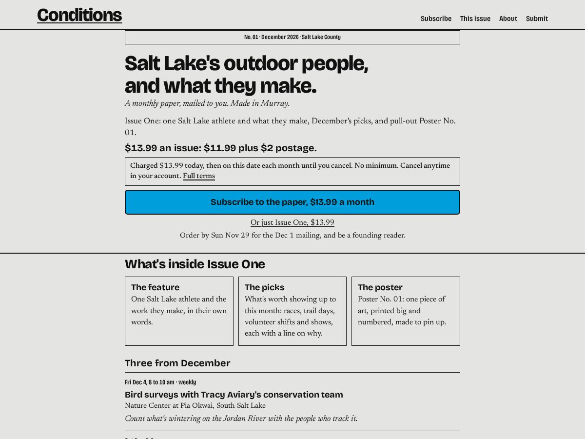 Landing-page snapshot of conditionspaper.com