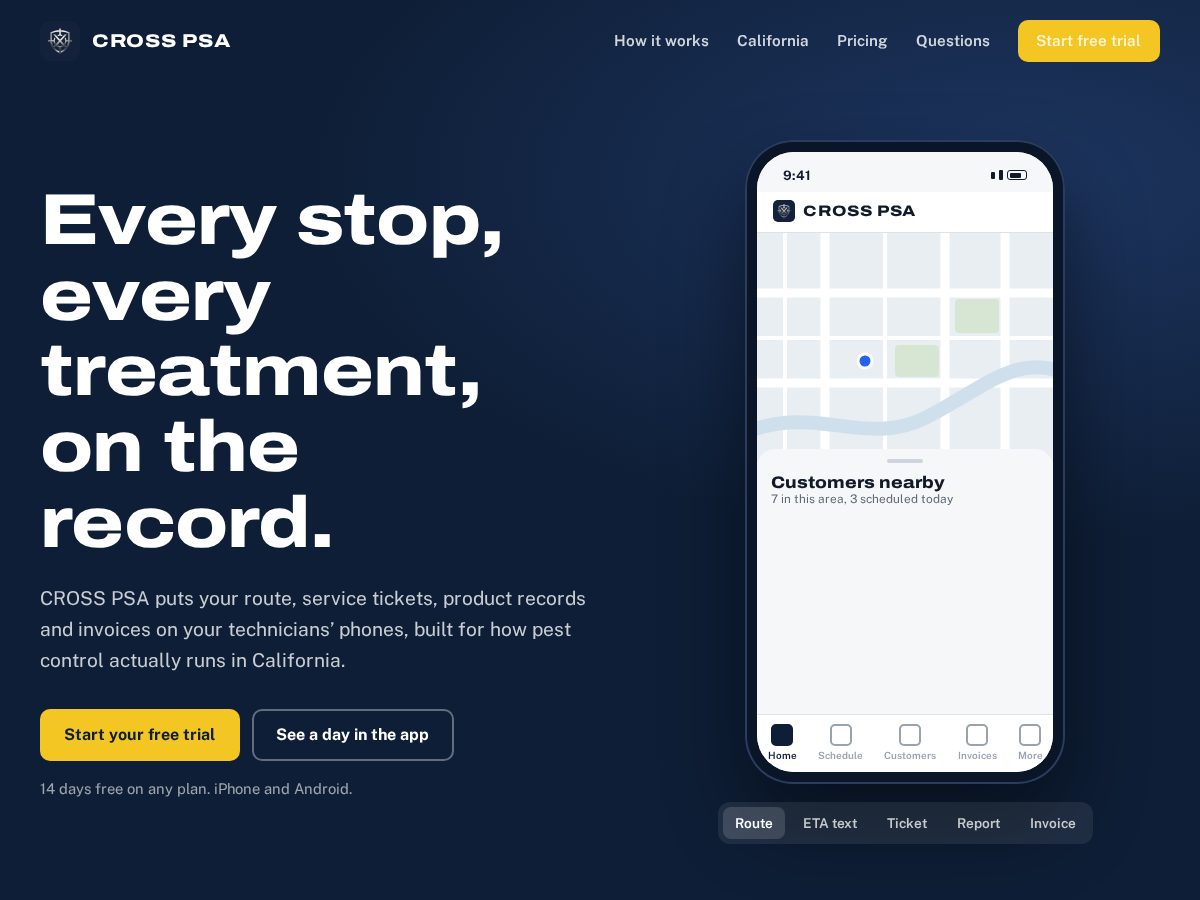 Landing-page snapshot of crosspsa.com