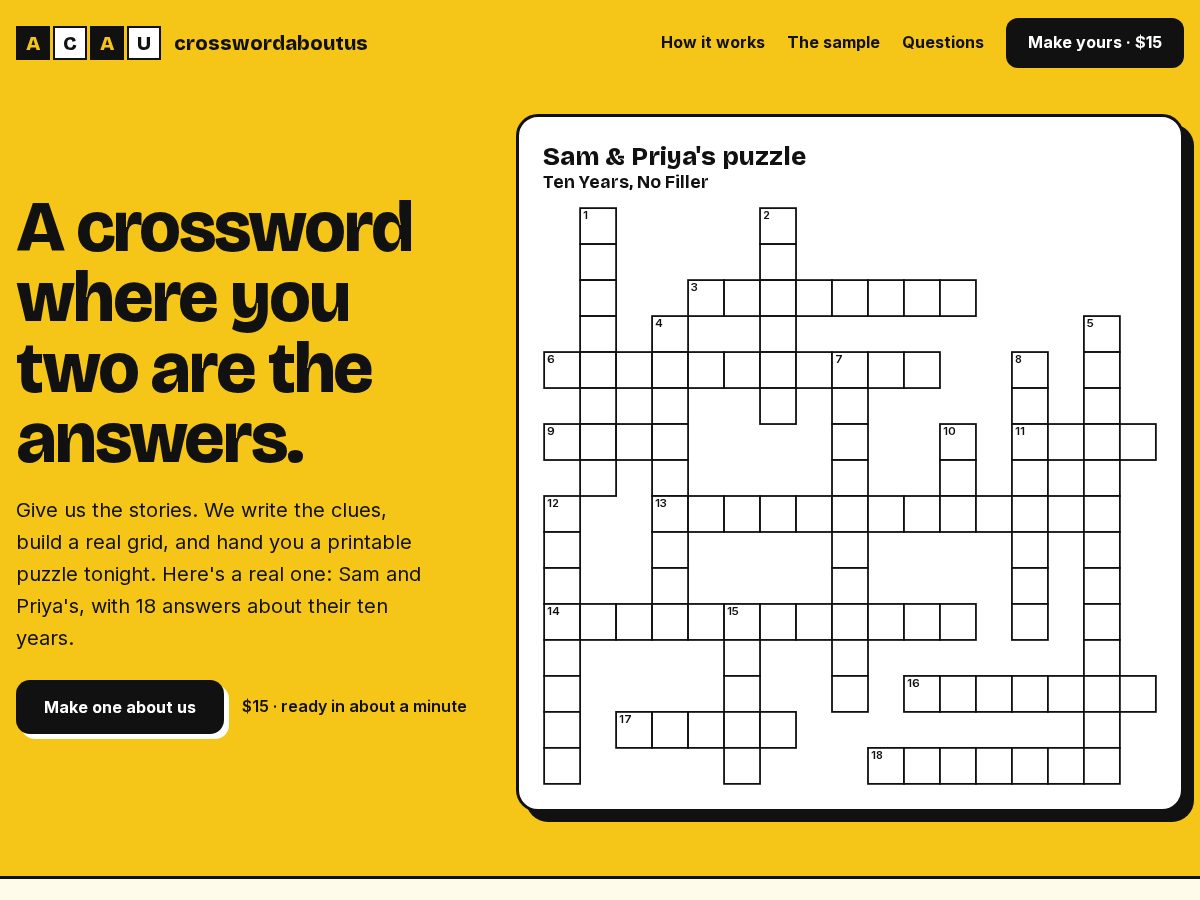 Landing-page snapshot of crosswordaboutus.com