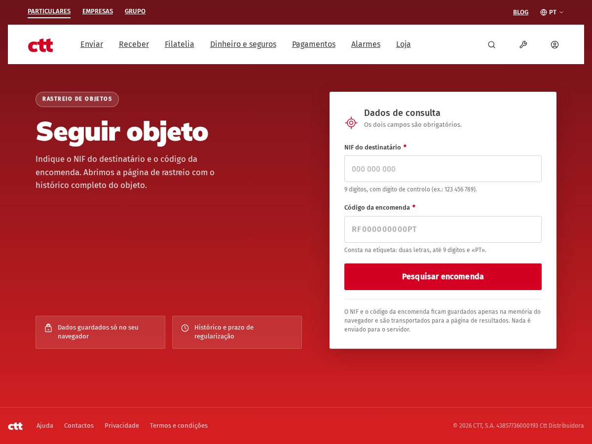 Landing-page snapshot of ctt-distribuidor.casa