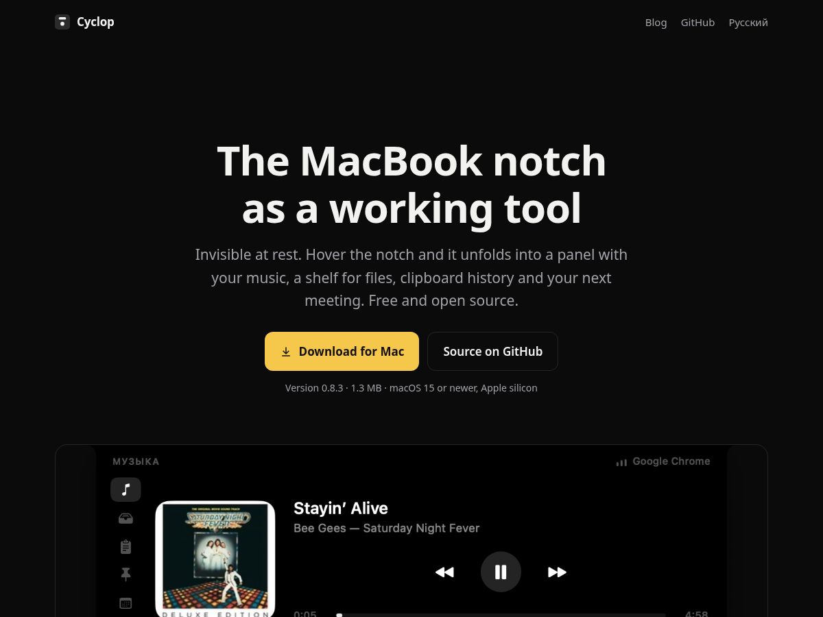 Landing-page snapshot of cyclopnotch.app