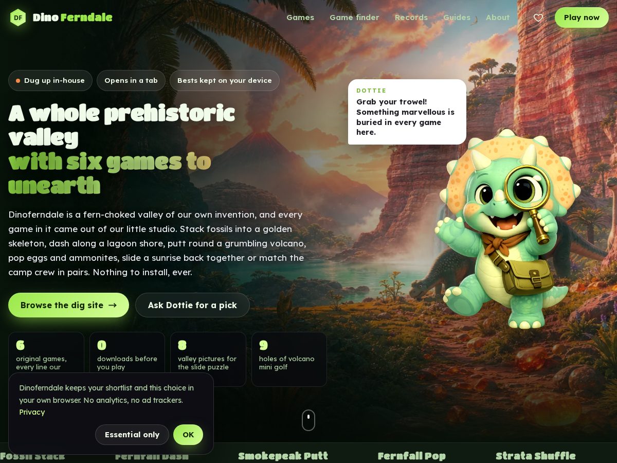 Landing-page snapshot of dinoferndale.com