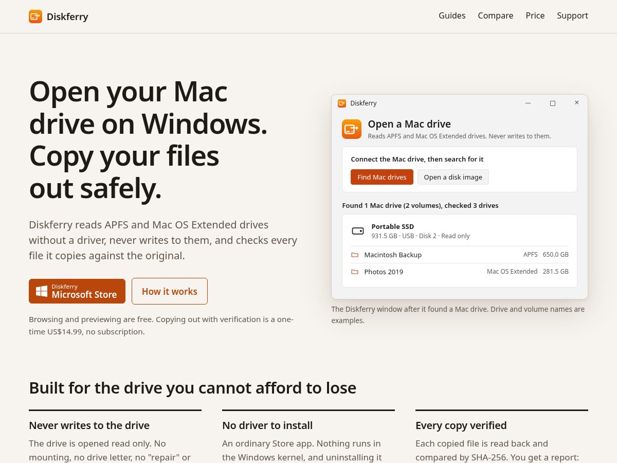 Landing-page snapshot of diskferry.com