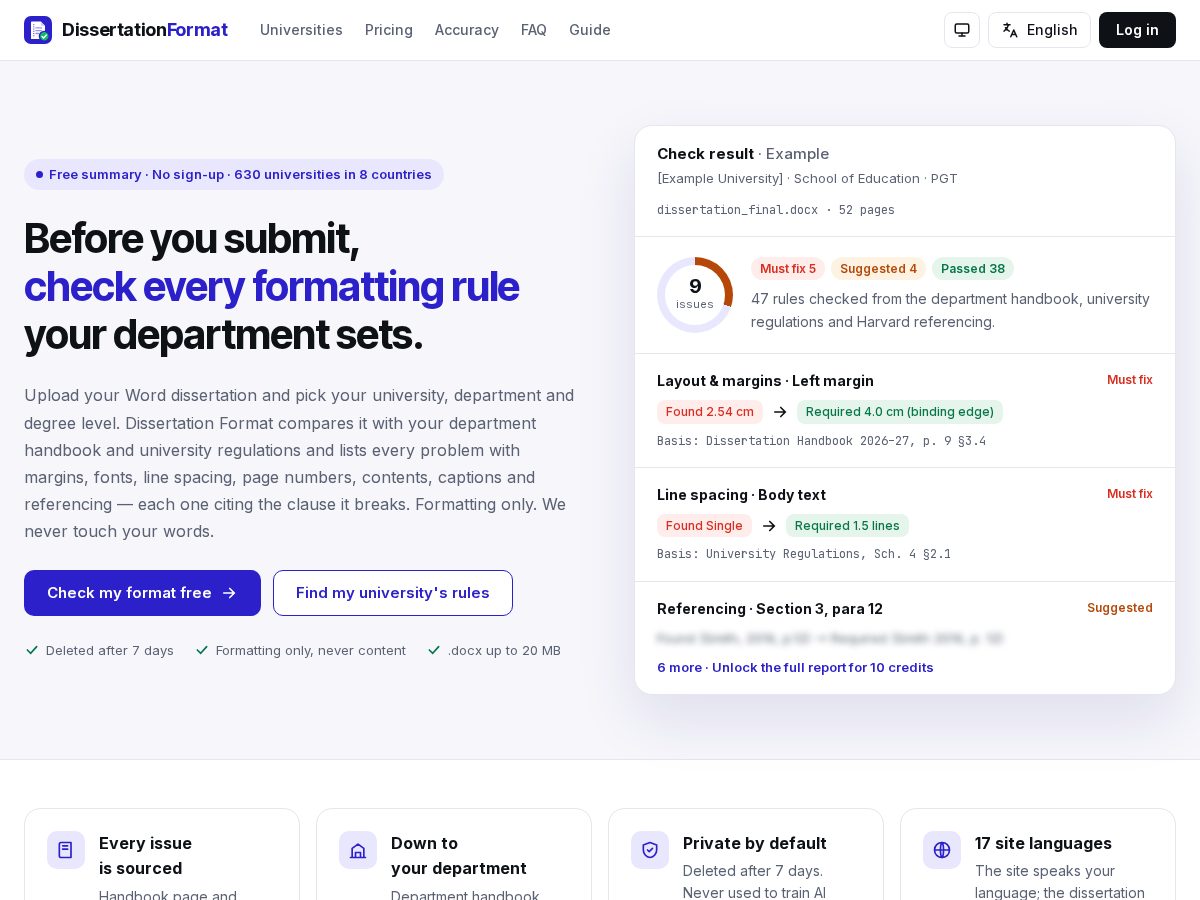 Landing-page snapshot of dissertationformat.com