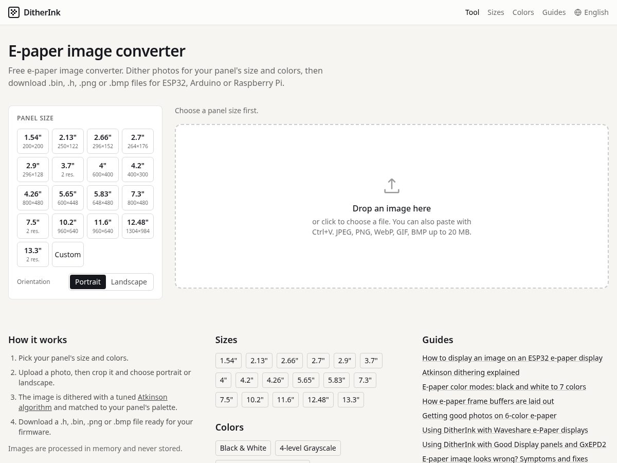 Landing-page snapshot of ditherink.com