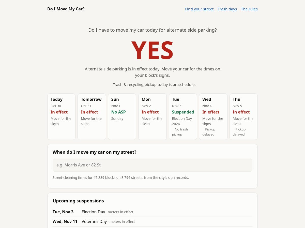 Landing-page snapshot of doimovemycar.com