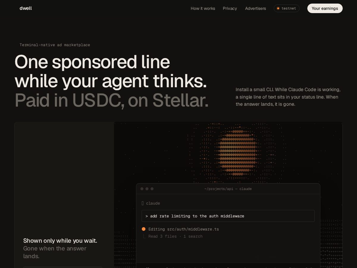Landing-page snapshot of dwellsh.dev