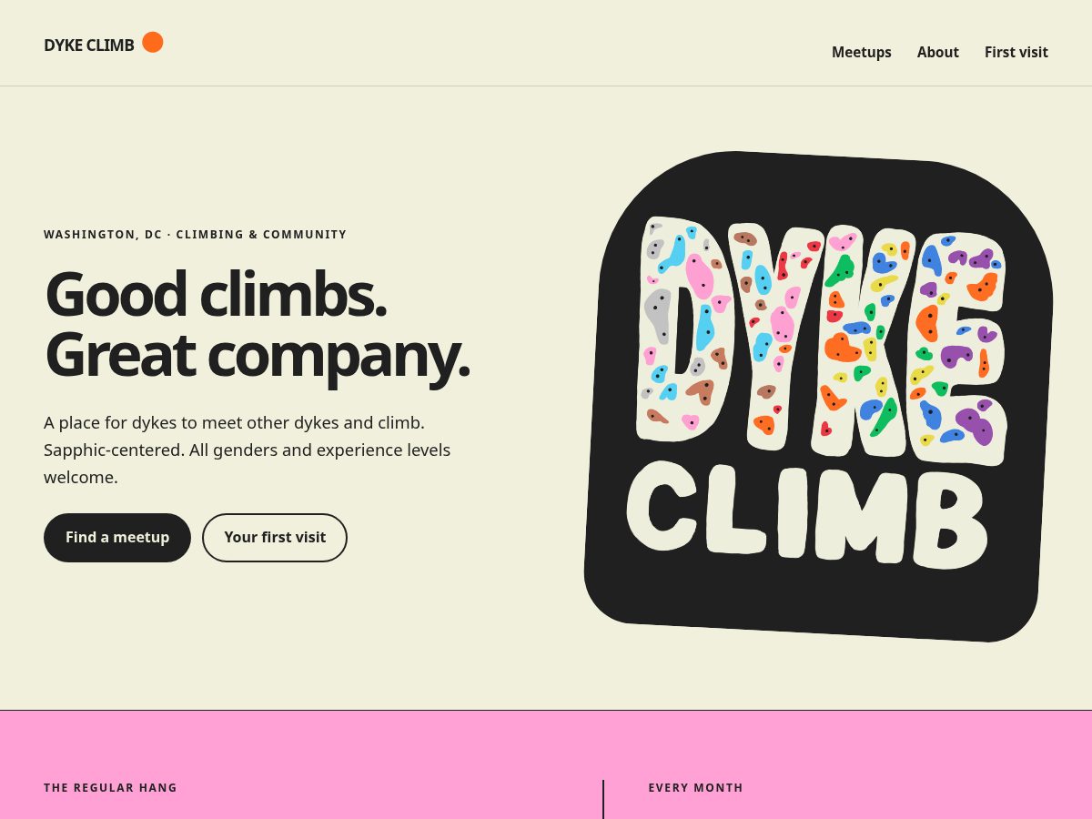 Landing-page snapshot of dykeclimb.com