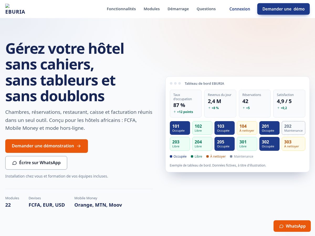 Landing-page snapshot of eburia.com