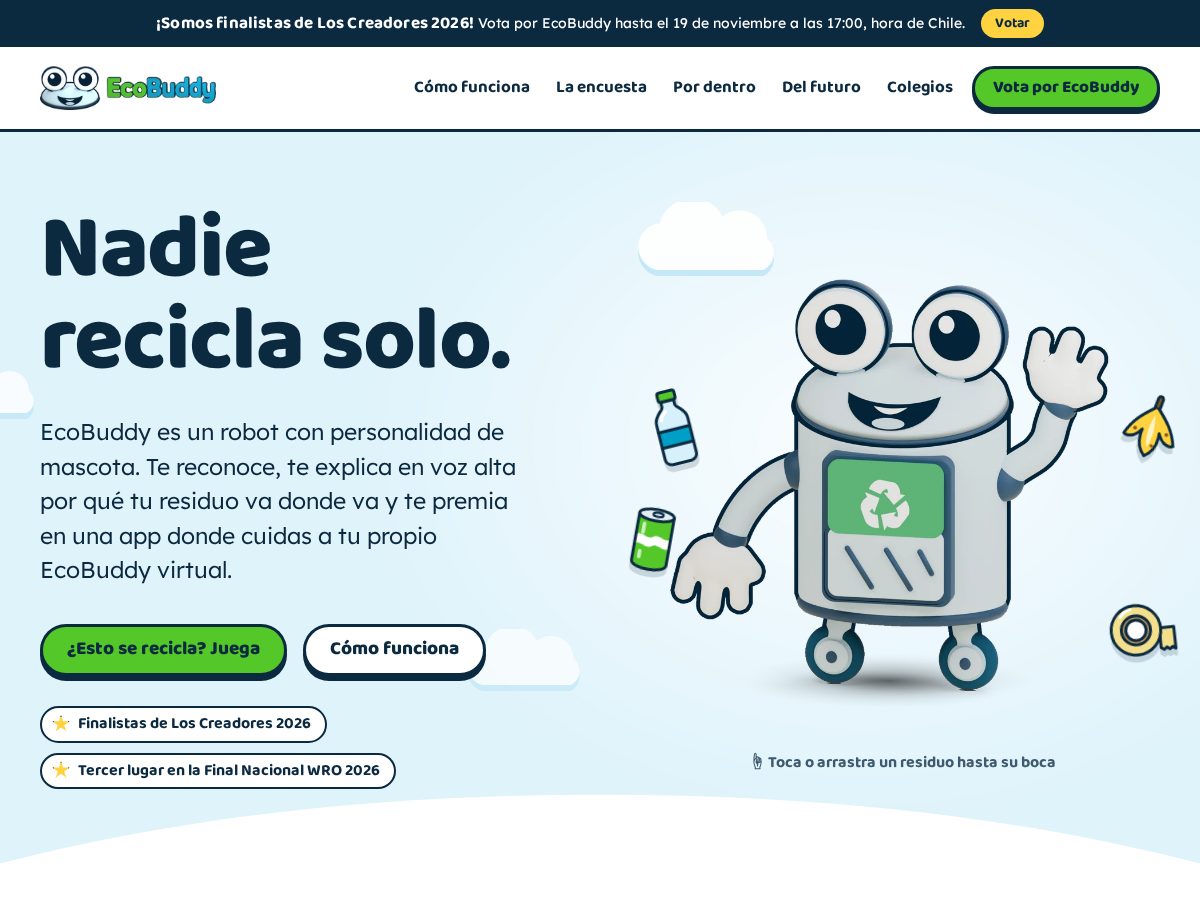 Landing-page snapshot of ecobuddy.lat