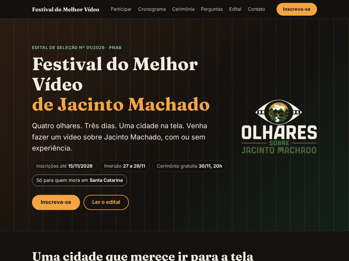 Landing-page snapshot of festivalolharesjacinto.online