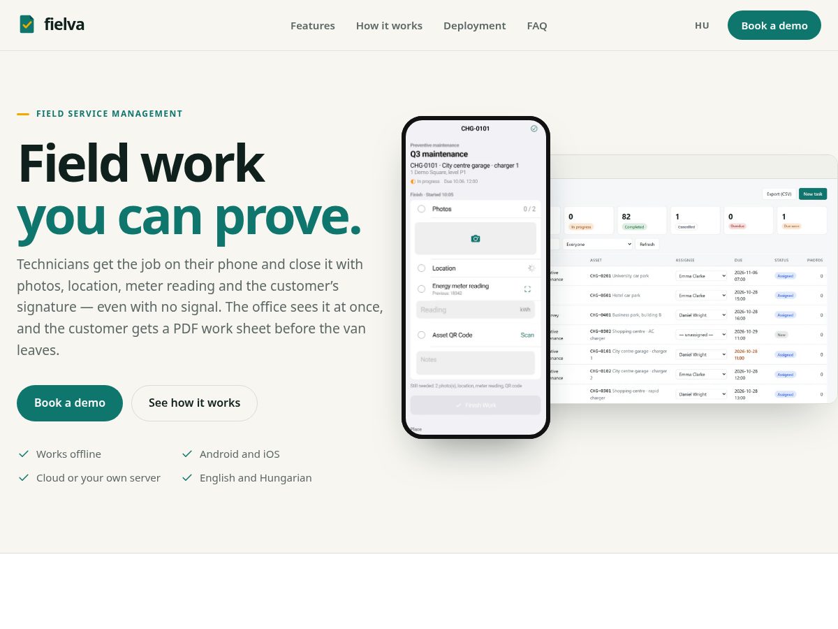 Landing-page snapshot of fielva.com