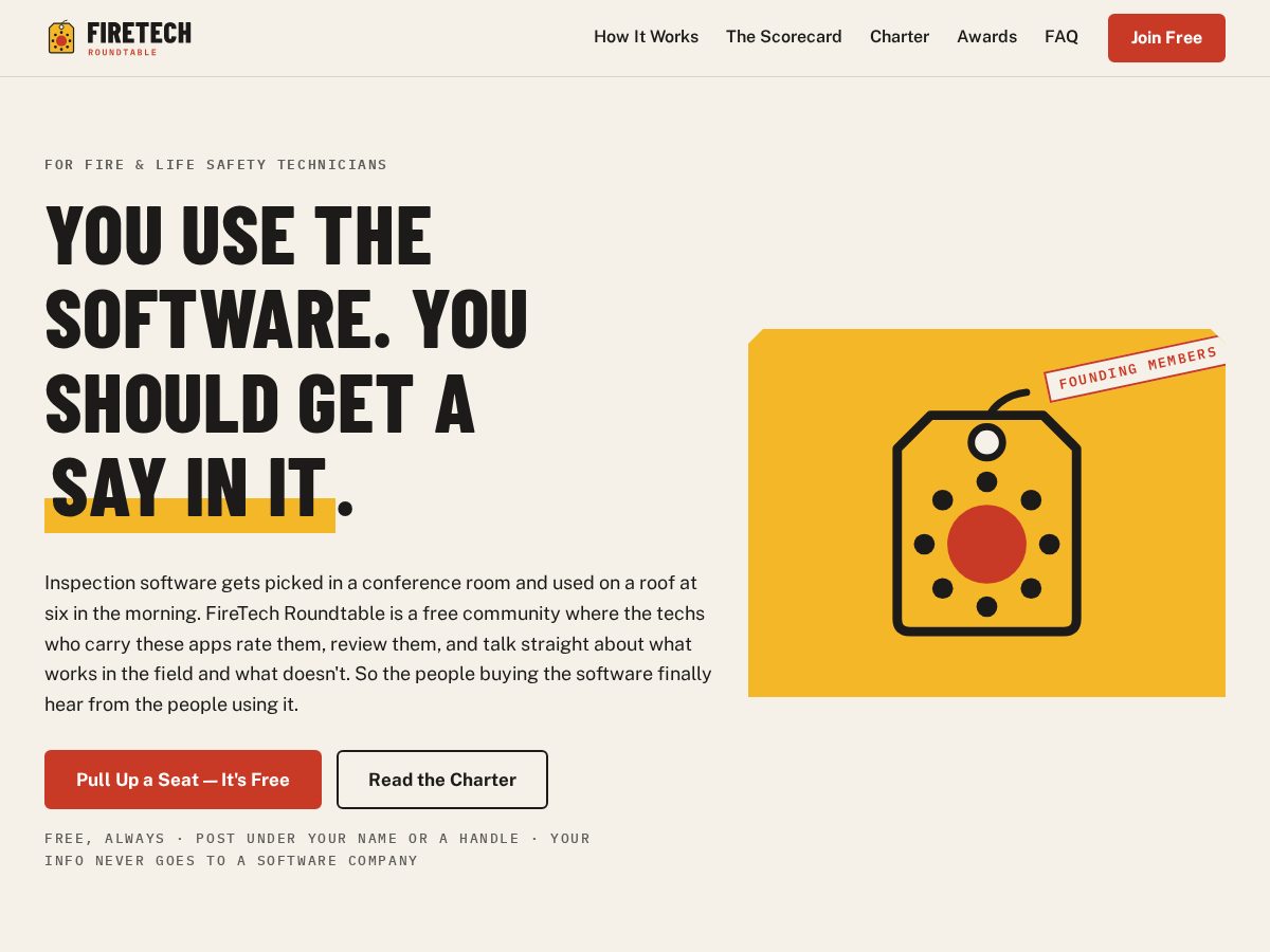 Landing-page snapshot of firetechroundtable.com