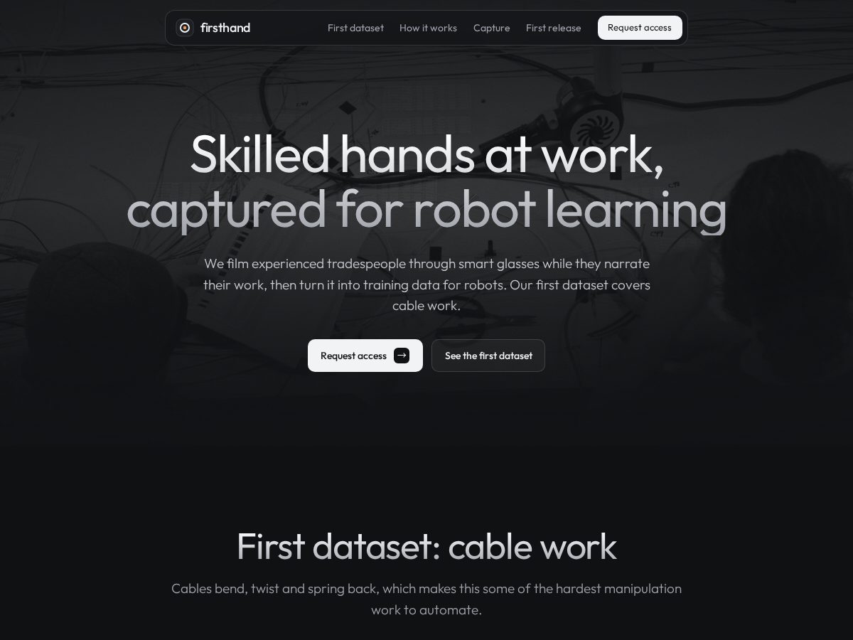 Landing-page snapshot of firsthand.training