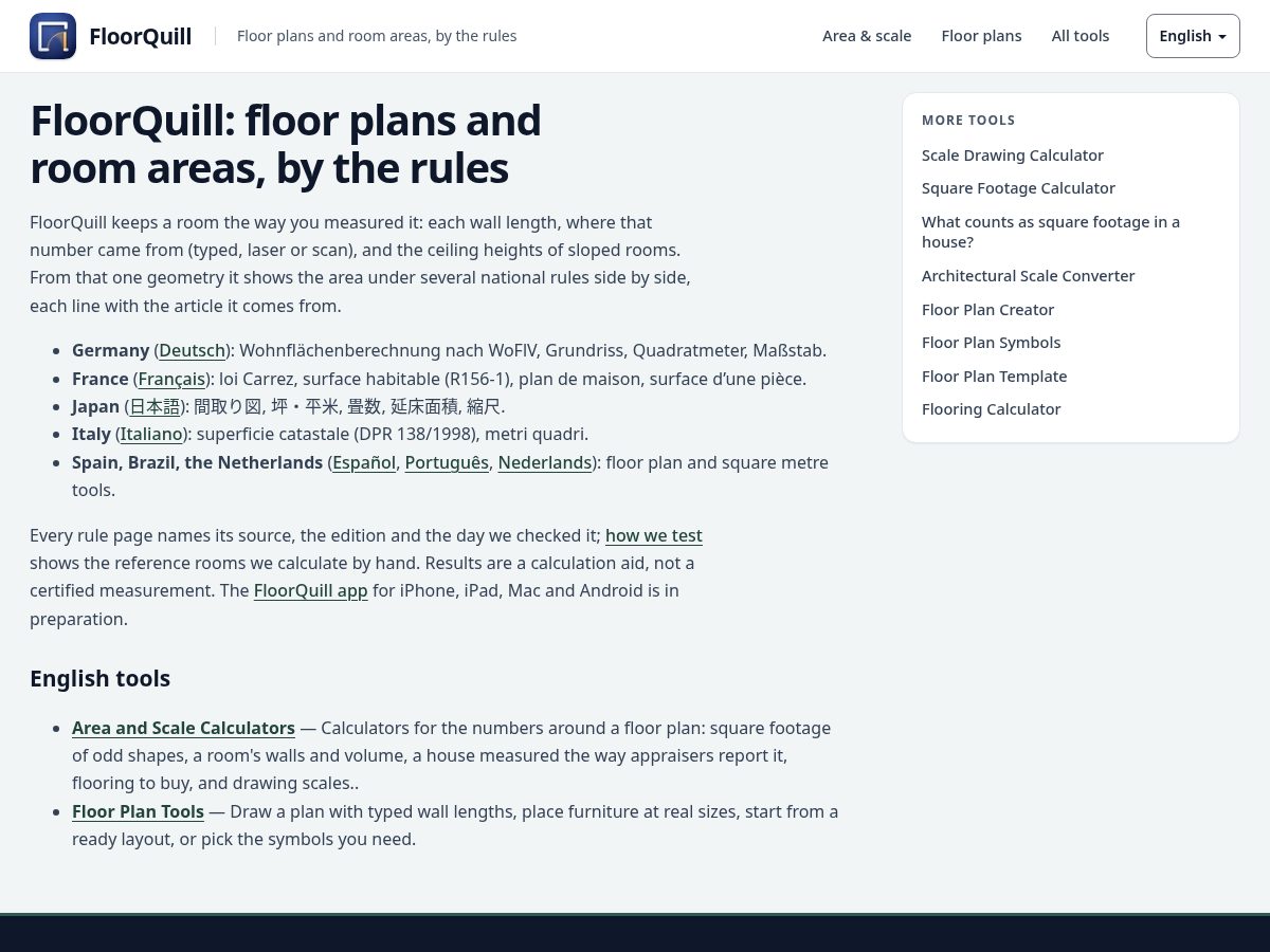 Landing-page snapshot of floorquill.com