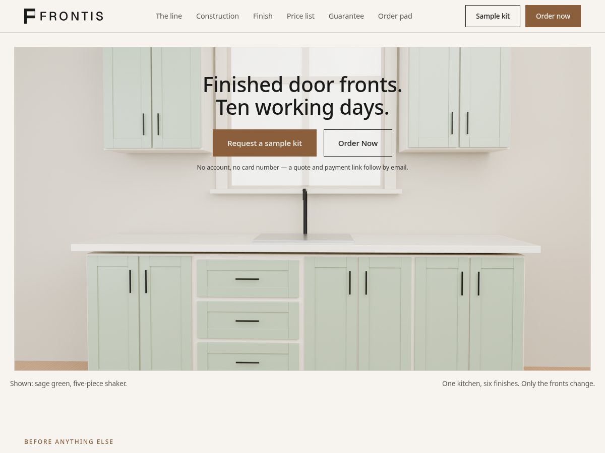 Landing-page snapshot of frontis-doors.com