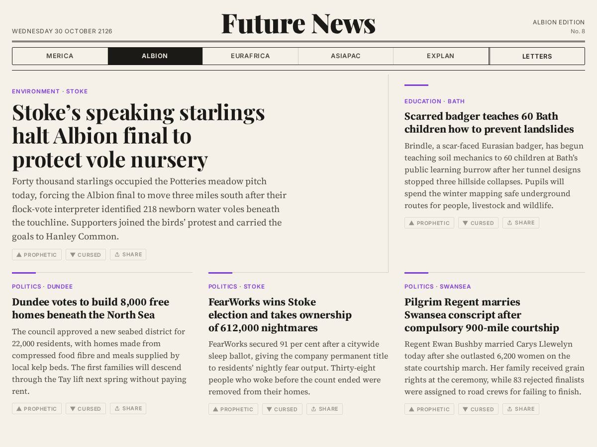 Landing-page snapshot of futurenews.network