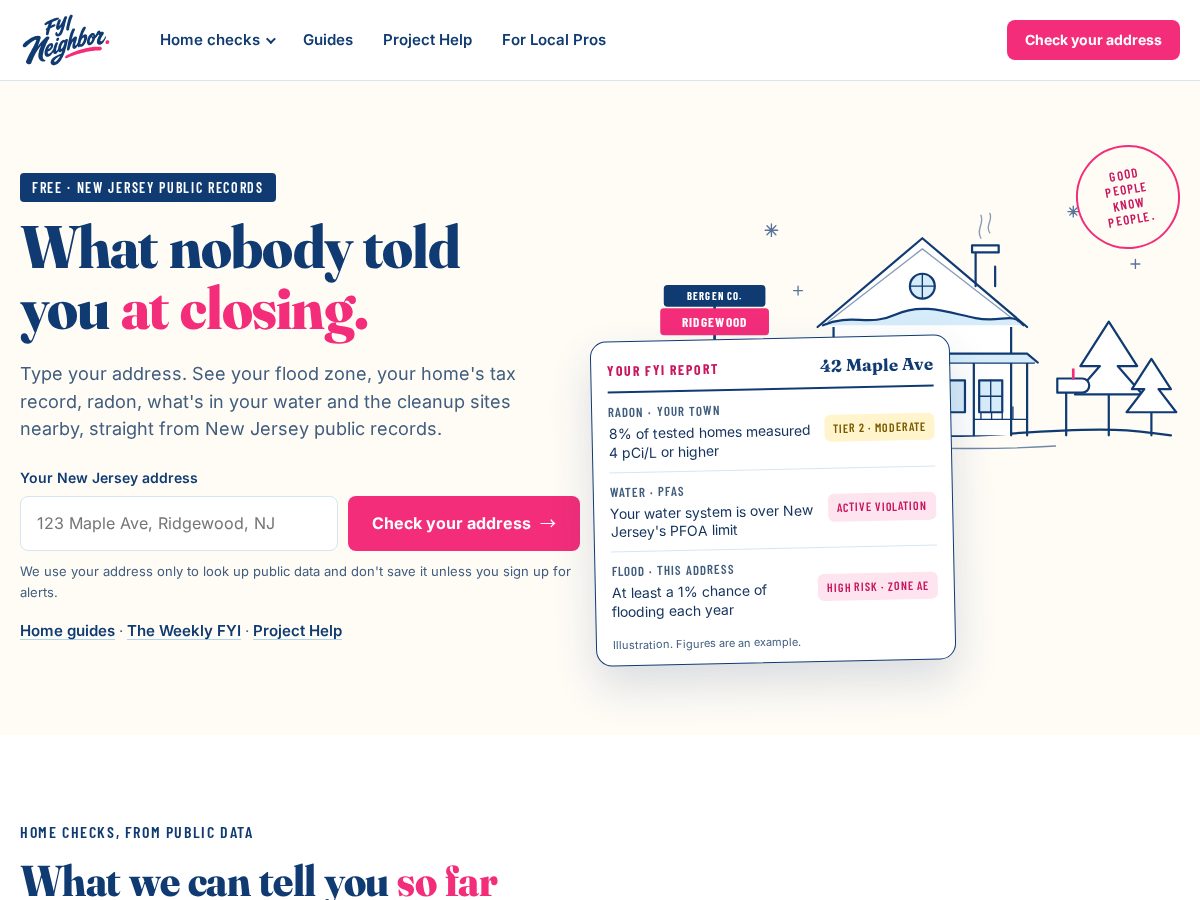 Landing-page snapshot of fyineighbor.com