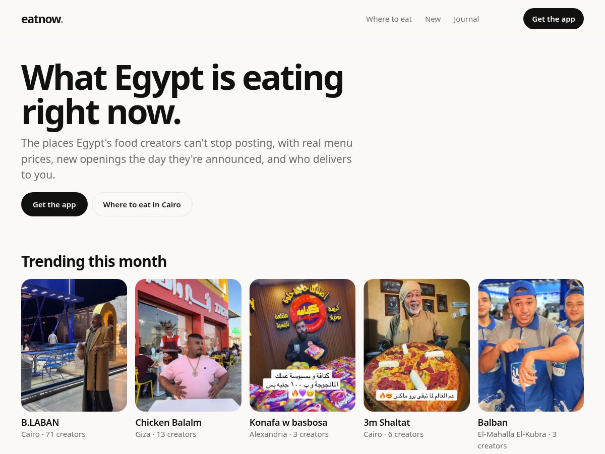 Landing-page snapshot of geteatnow.app