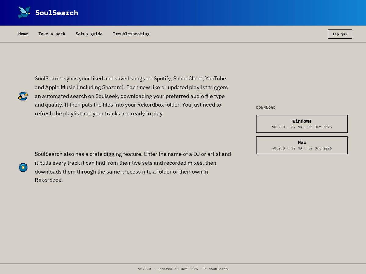 Landing-page snapshot of getsoulsearch.xyz