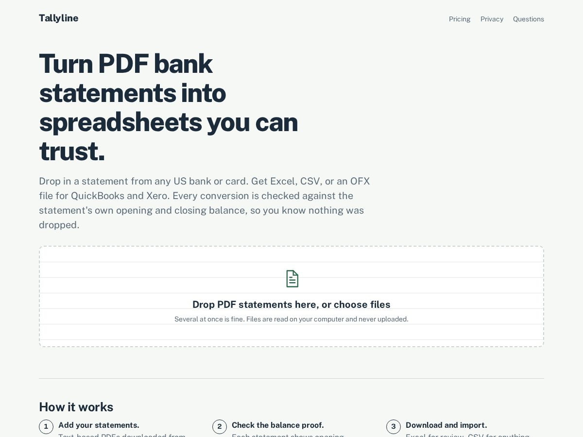 Landing-page snapshot of gettallyline.com