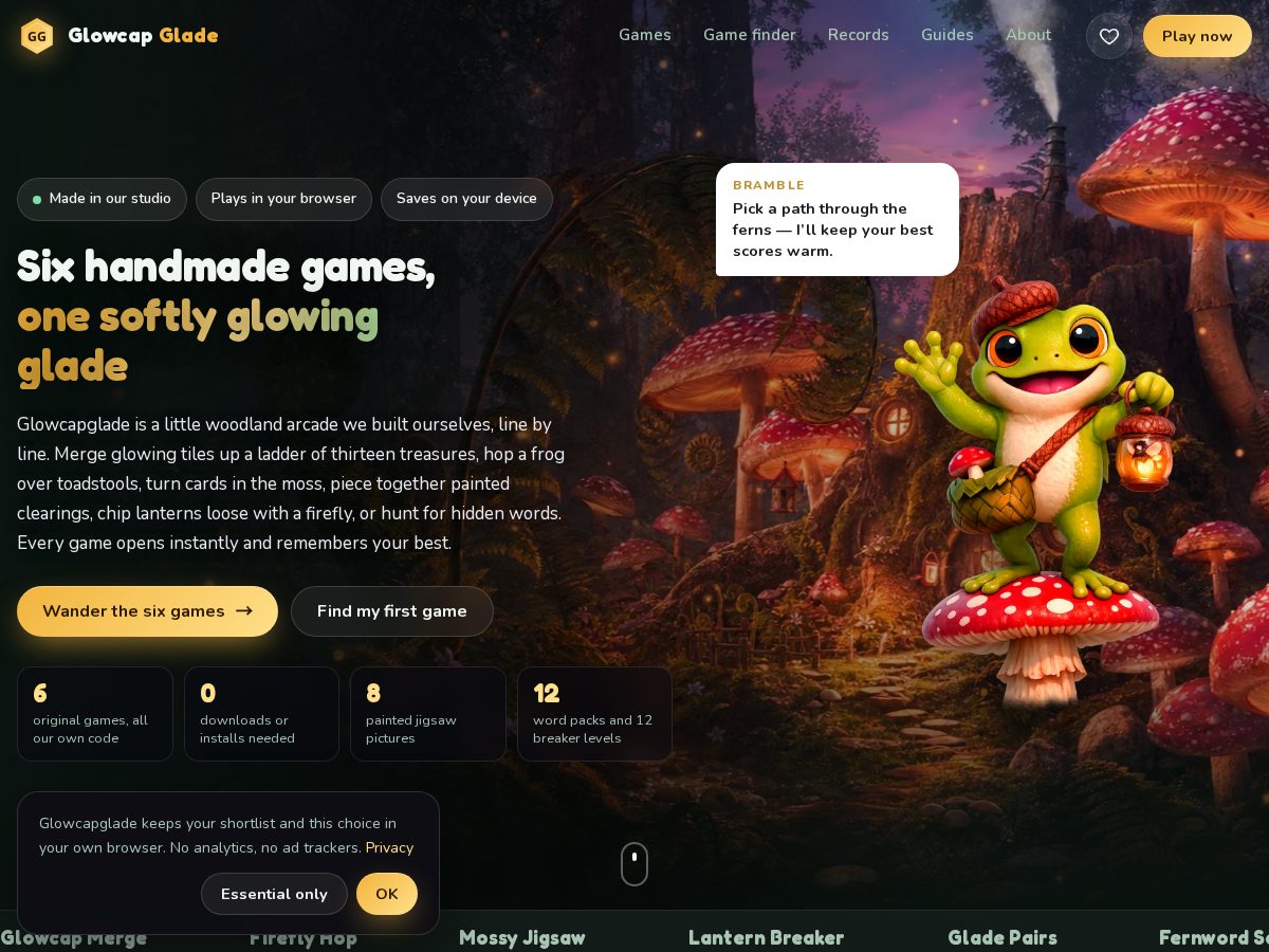 Landing-page snapshot of glowcapglade.com