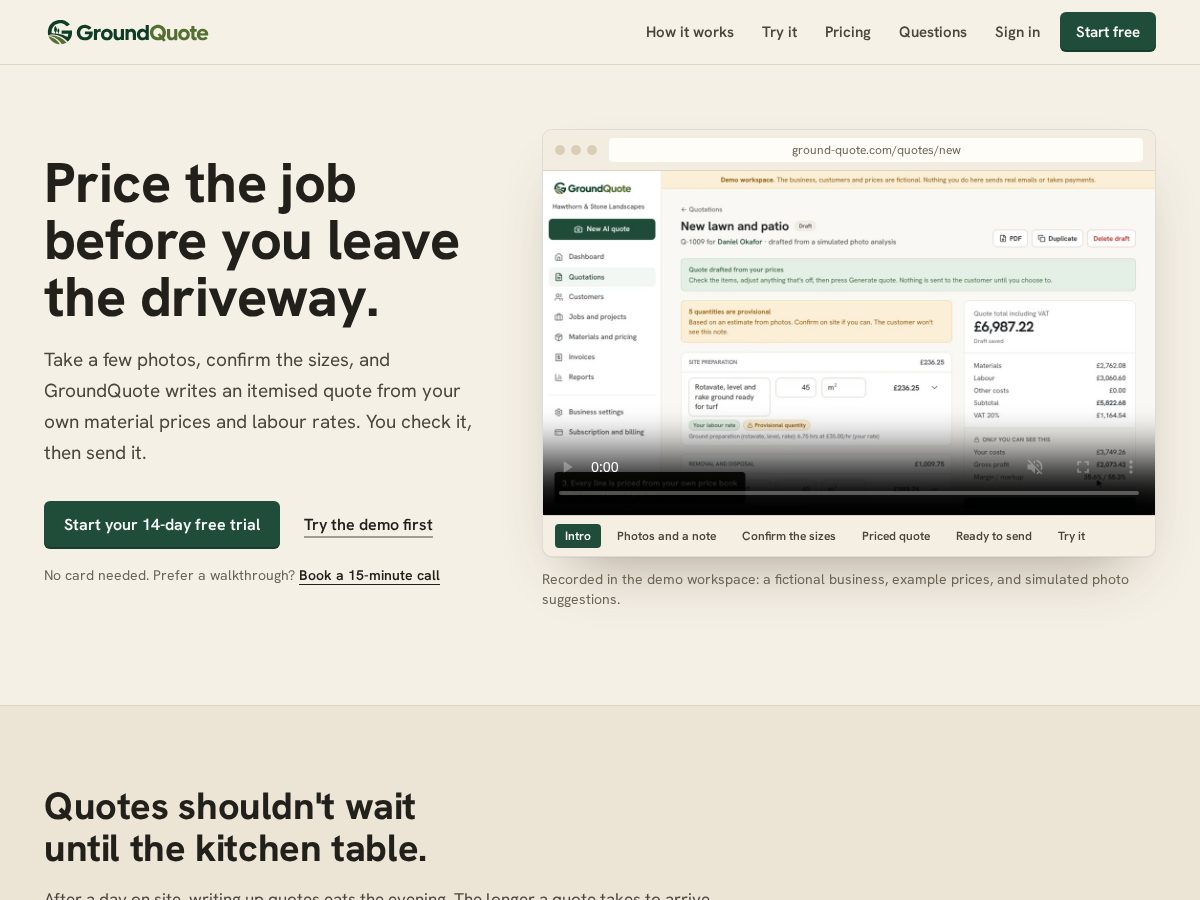 Landing-page snapshot of ground-quote.com
