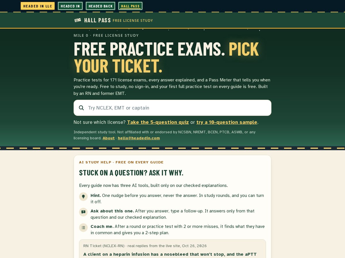 Landing-page snapshot of hallpassstudy.com