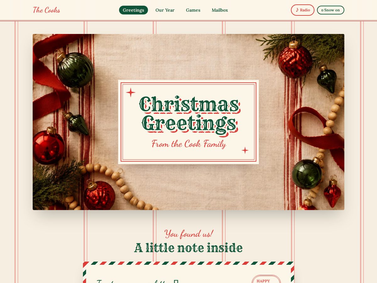 Landing-page snapshot of happyholidaysfromthecooks.com