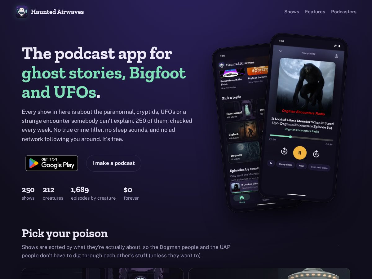Landing-page snapshot of hauntedairwaves.com