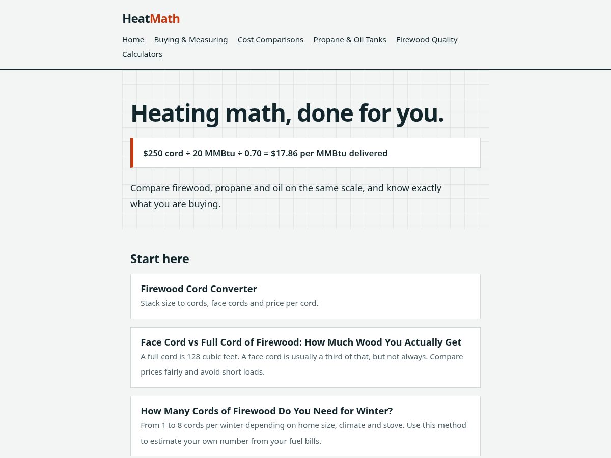 Landing-page snapshot of heatmath.online