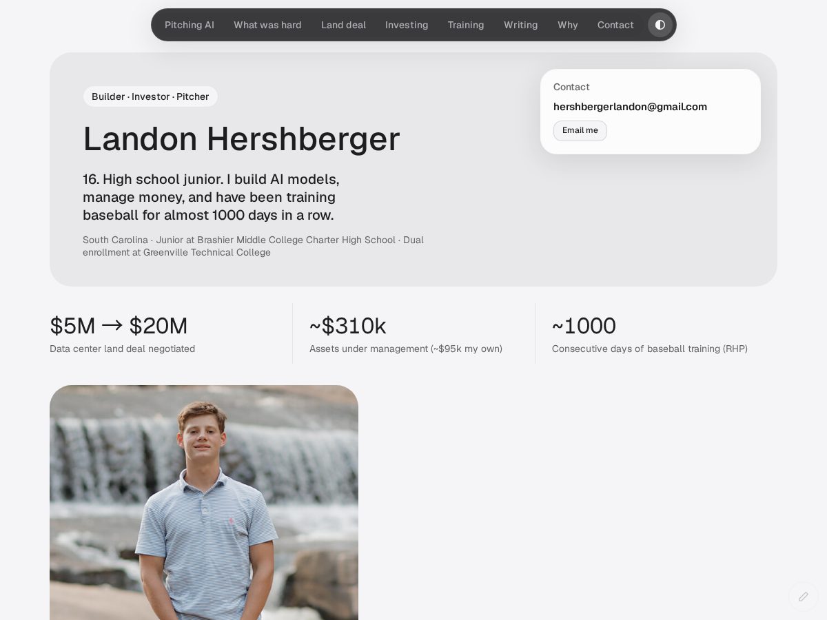 Landing-page snapshot of hershbergerlandon.com
