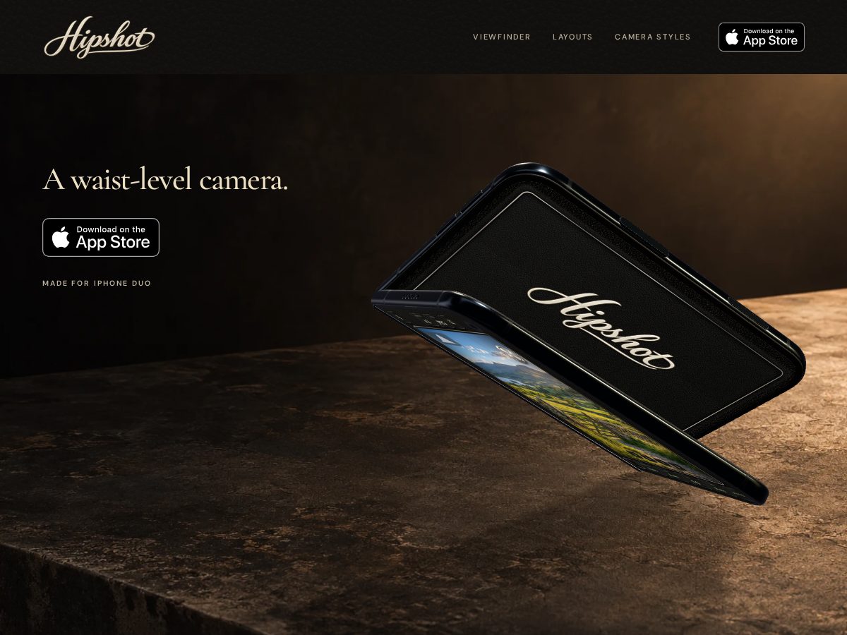 Landing-page snapshot of hipshot.camera
