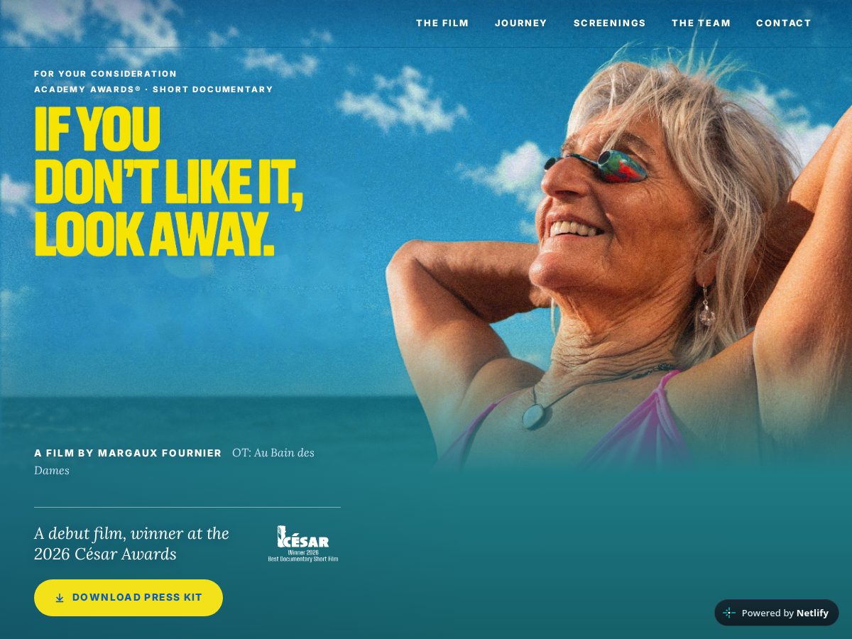 Landing-page snapshot of ifyoudontlikeitlookaway-film.com