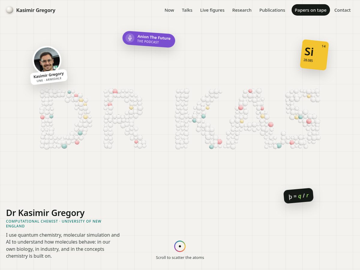 Landing-page snapshot of kasimirgregory.com