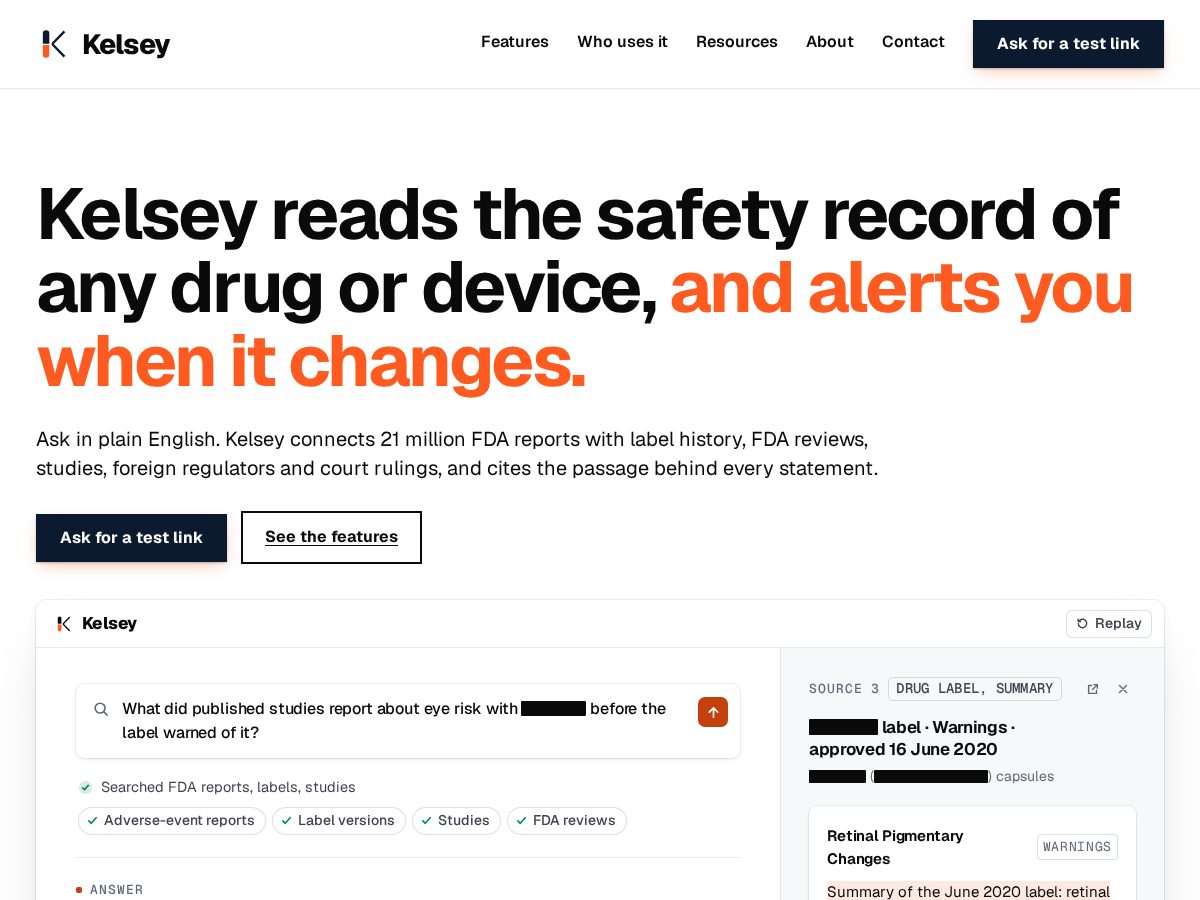 Landing-page snapshot of kelsey.legal