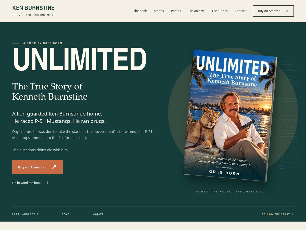 Landing-page snapshot of kenburnstine.com