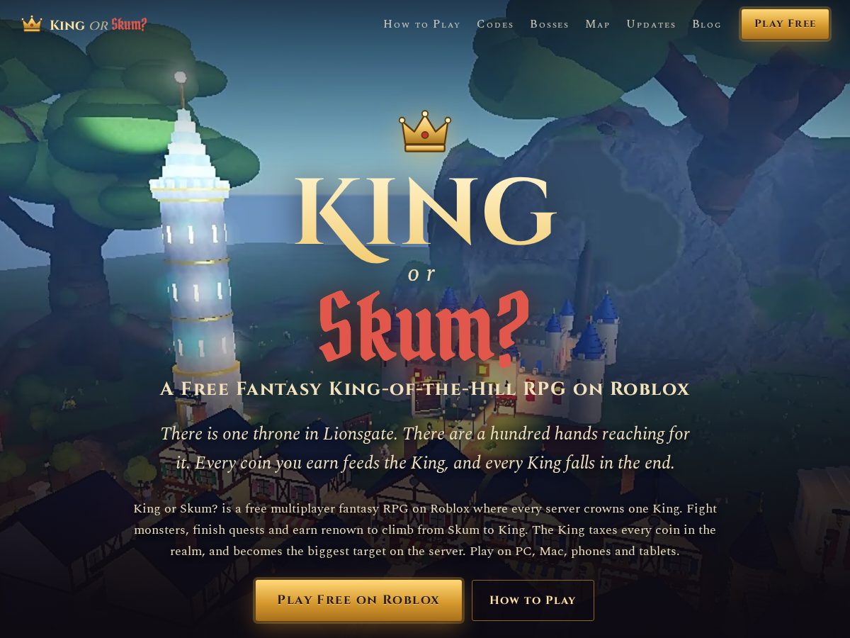 Landing-page snapshot of kingorskum.com