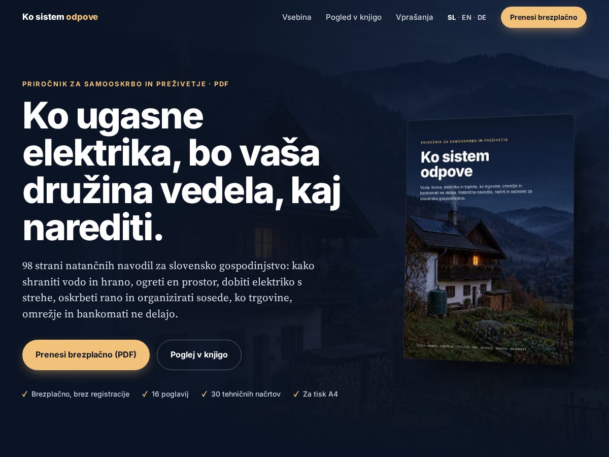 Landing-page snapshot of kosistemodpove.online