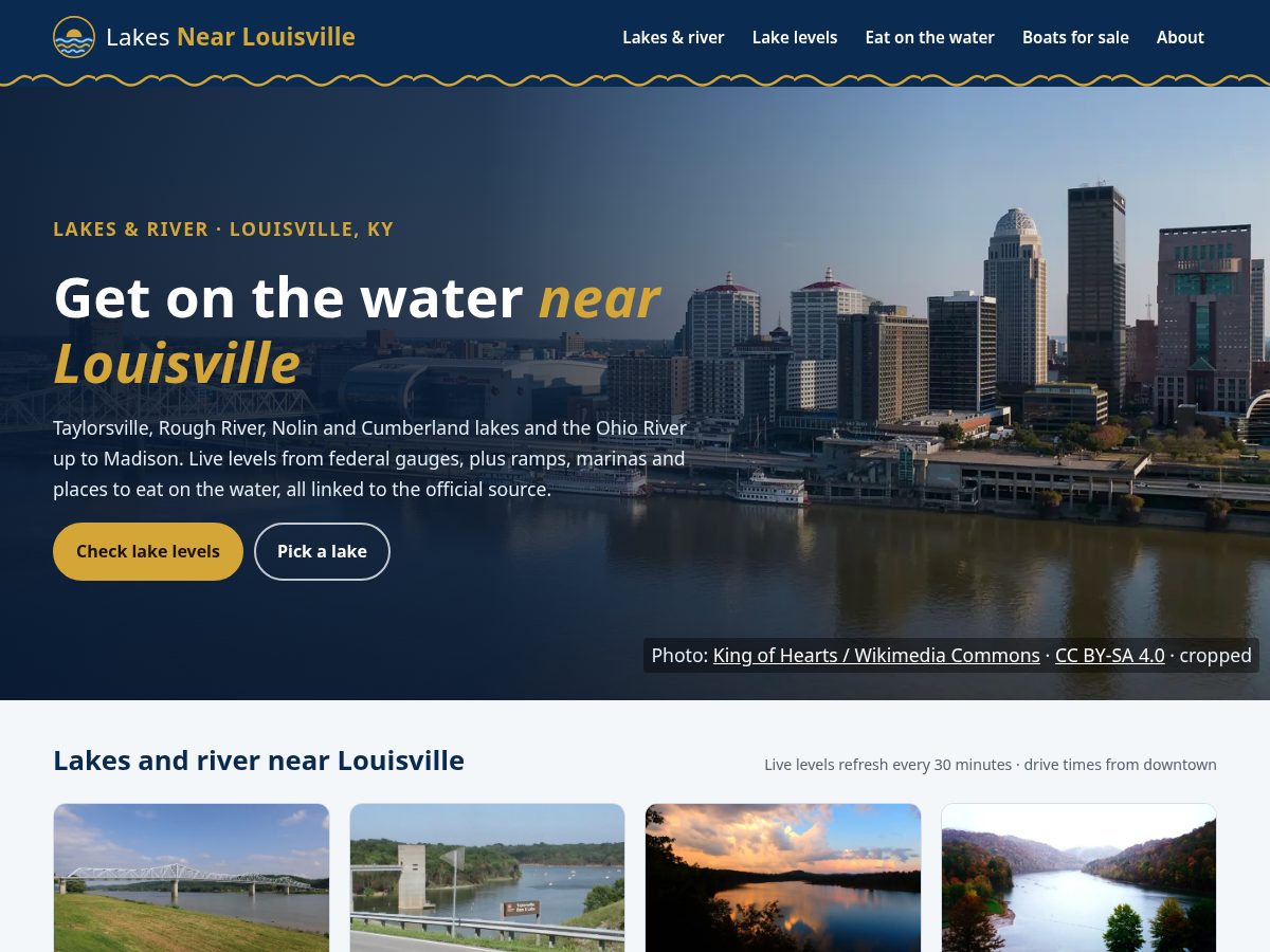 Landing-page snapshot of lakesnearlouisville.com