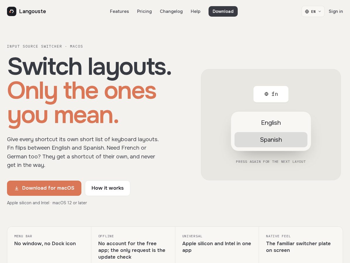 Landing-page snapshot of langouste.app