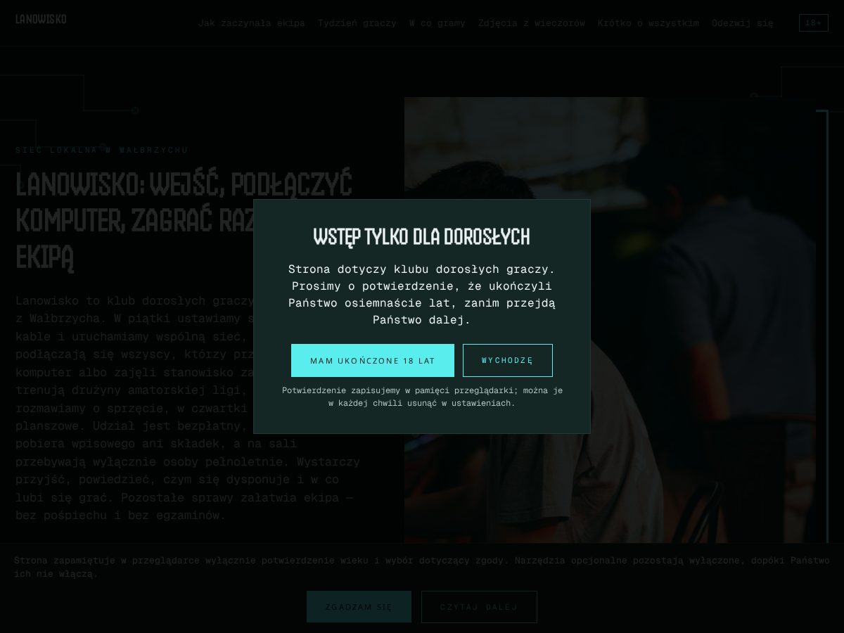 Landing-page snapshot of lanowisko.com